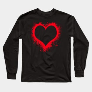 Splatter Paint Red Heart Long Sleeve T-Shirt